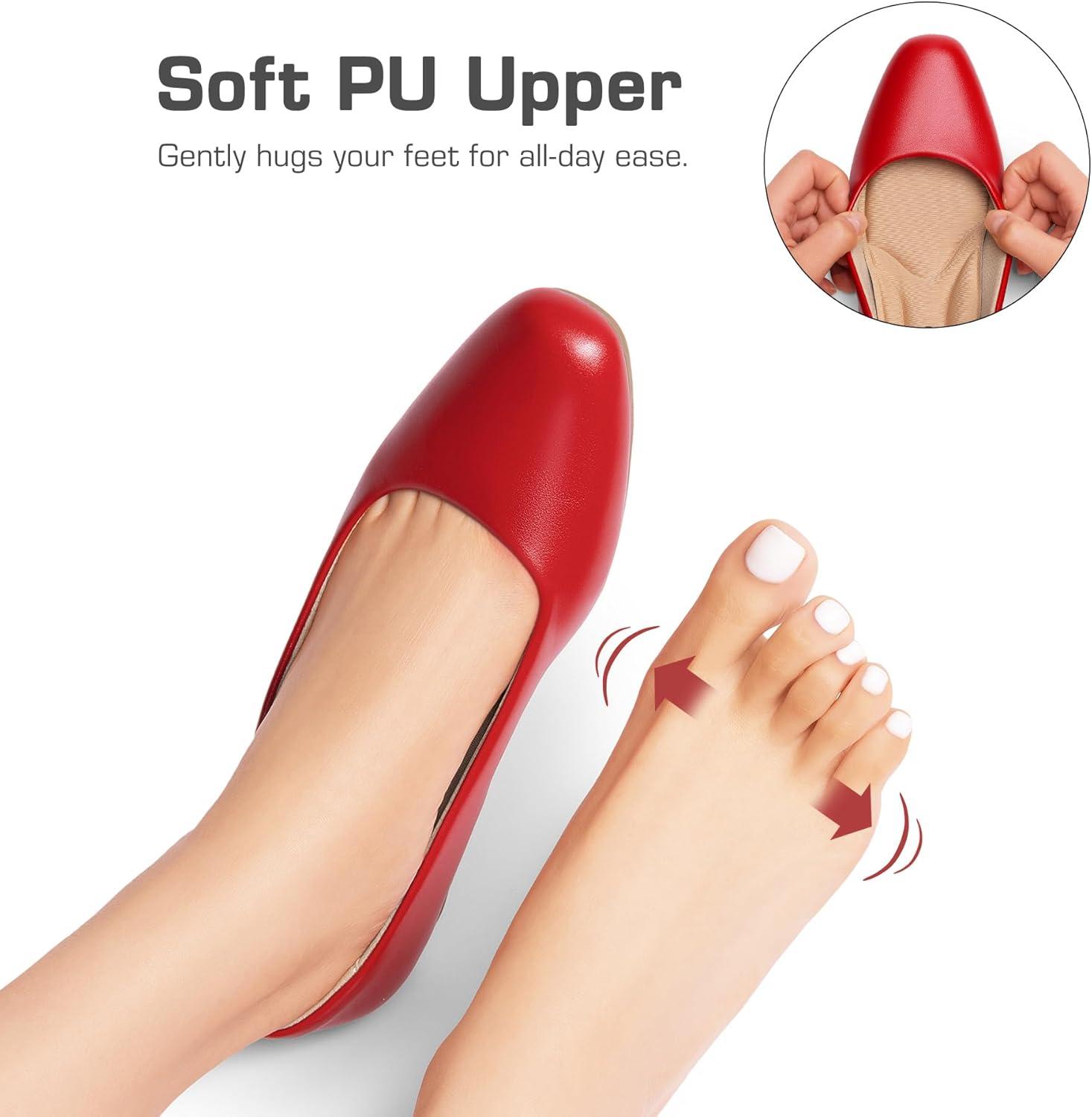 imageDREAM PAIRS Womens Pumps Low Chunky Closed Toe Heels for Women Comfortable Casual SlipOn Dress Shoes for Wedding Work Office PartyRedpu