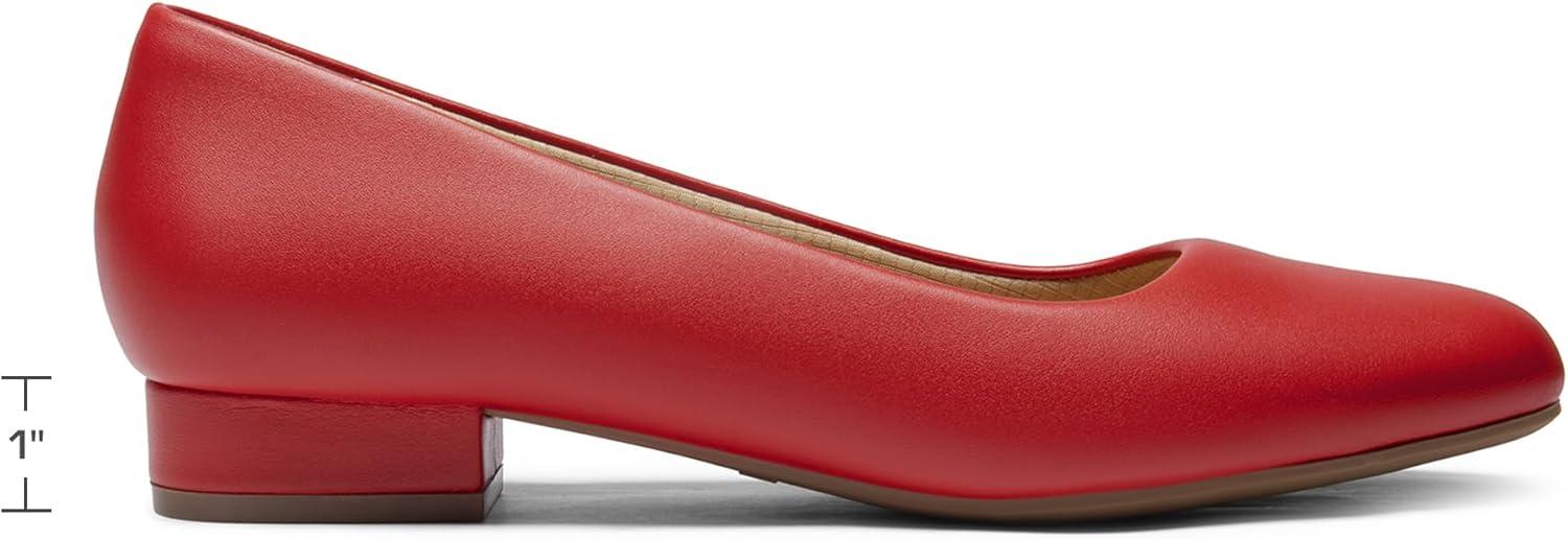 imageDREAM PAIRS Womens Pumps Low Chunky Closed Toe Heels for Women Comfortable Casual SlipOn Dress Shoes for Wedding Work Office PartyRedpu