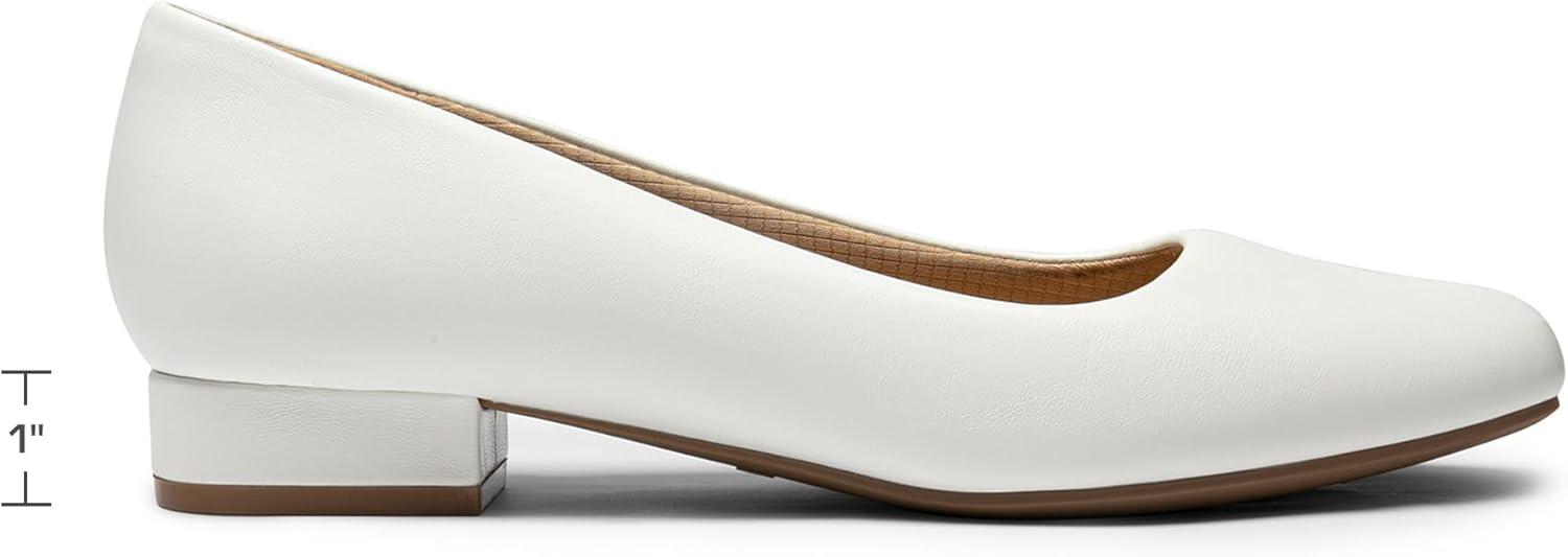 imageDREAM PAIRS Womens Pumps Low Chunky Closed Toe Heels for Women Comfortable Casual SlipOn Dress Shoes for Wedding Work Office PartyWhitepu