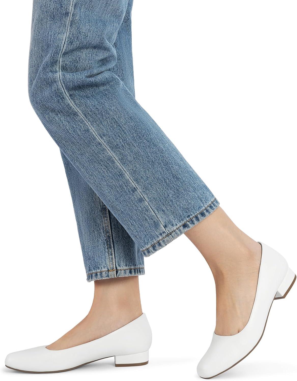 imageDREAM PAIRS Womens Pumps Low Chunky Closed Toe Heels for Women Comfortable Casual SlipOn Dress Shoes for Wedding Work Office PartyWhitepu