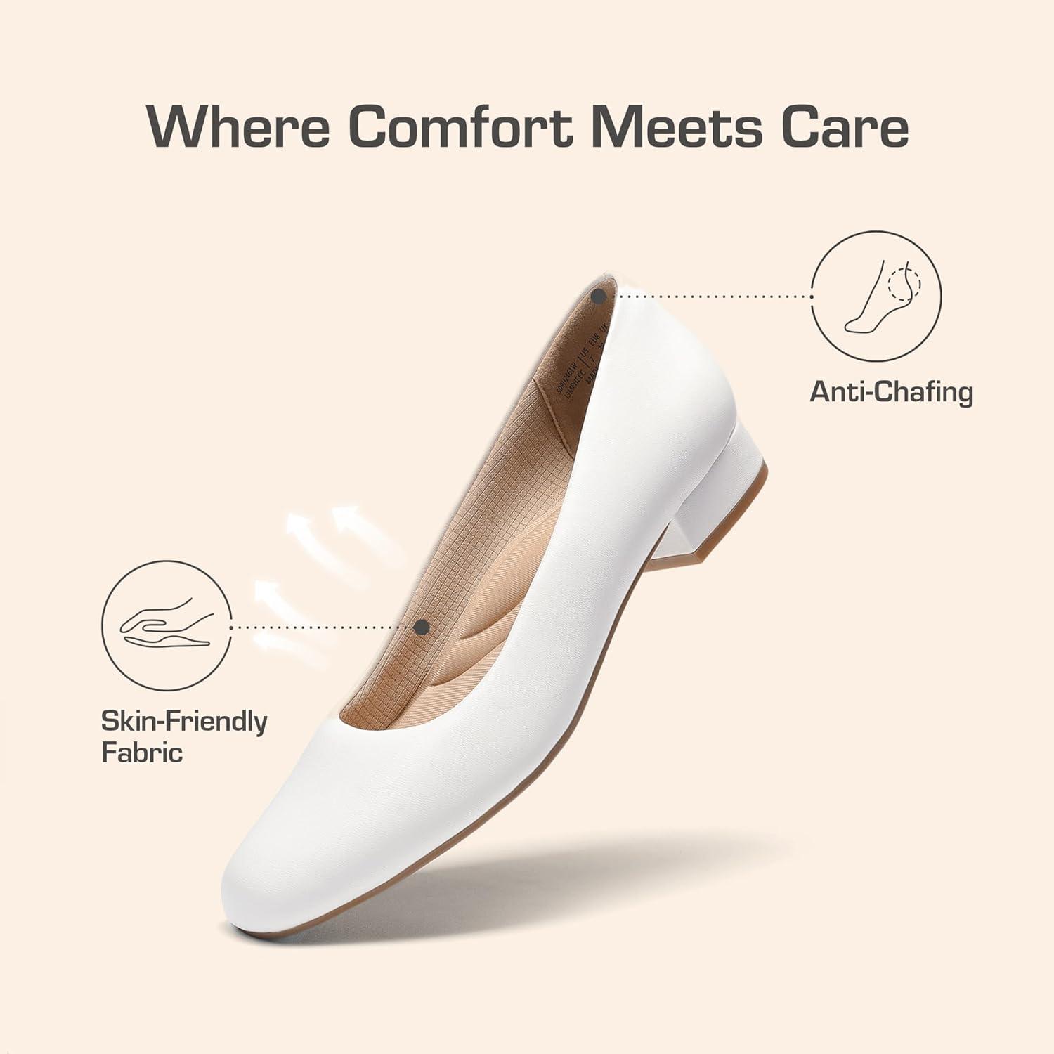 imageDREAM PAIRS Womens Pumps Low Chunky Closed Toe Heels for Women Comfortable Casual SlipOn Dress Shoes for Wedding Work Office PartyWhitepu