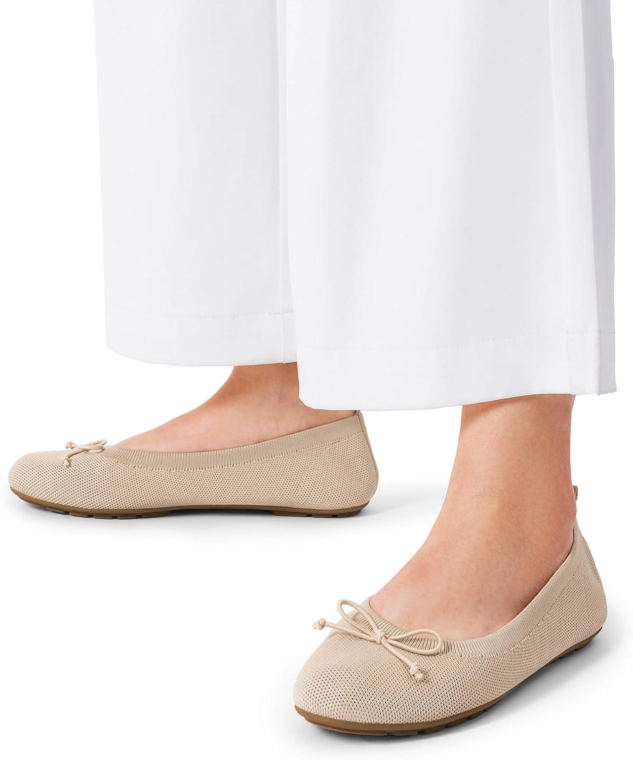 imageDREAM PAIRS Womens Round Toe Foldable Portable Knit Ballet Flats Comfortable Dressy Flats for Work Office Dress Shoes Business CasualAll Nude