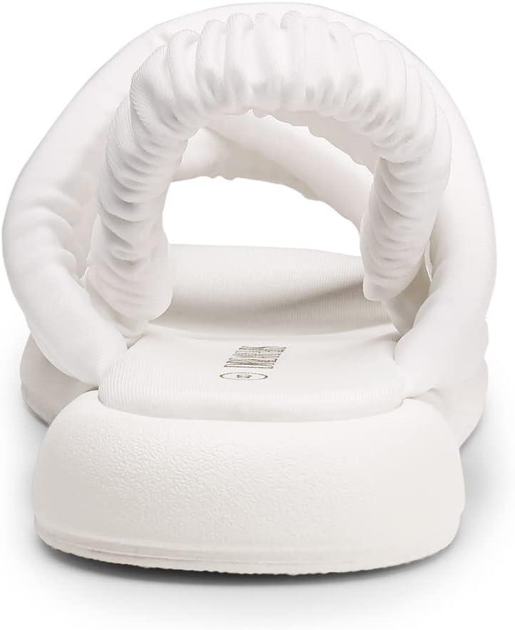 imageDREAM PAIRS Womens SDFS2334W Womens Strappy Flat Sandals Slip On Open Toe Comfot Slides for Summer White Size 9