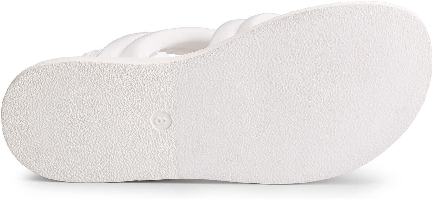 imageDREAM PAIRS Womens SDFS2334W Womens Strappy Flat Sandals Slip On Open Toe Comfot Slides for Summer White Size 9