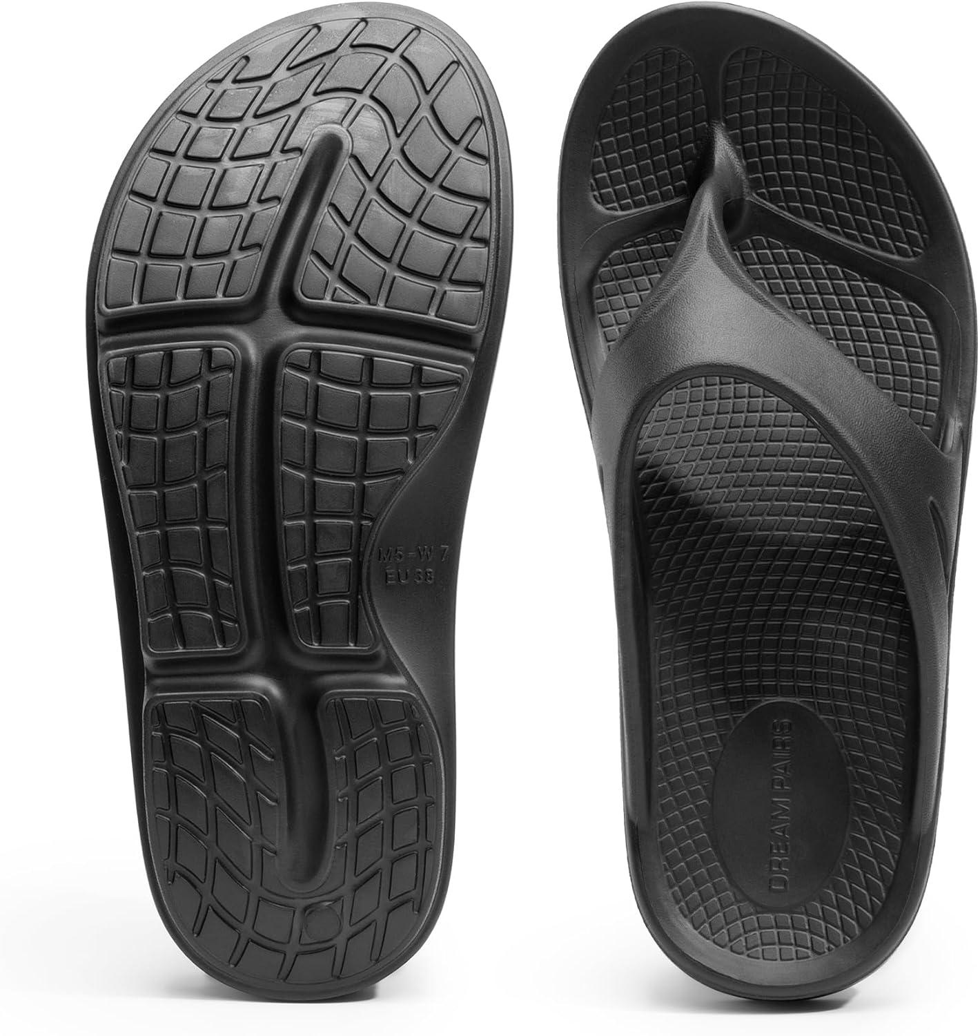 imageDREAM PAIRS Womens Sandals Comfortable Arch Support Flip Flops for SummerBlack