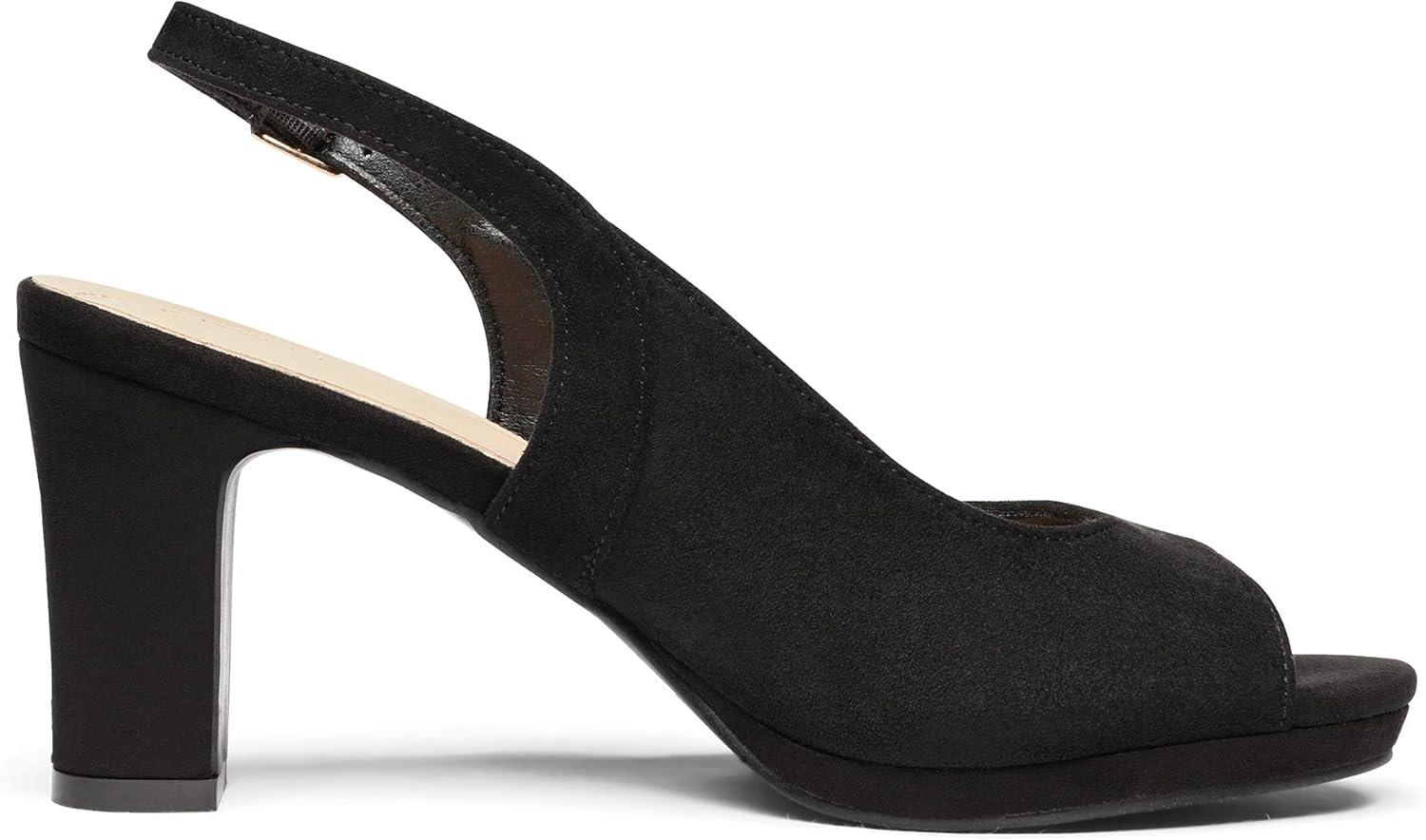 imageDREAM PAIRS Womens Sexy High Chunky Heels Peep Toe Platform Block Slingback Dress Pumps ShoesBlackSuede