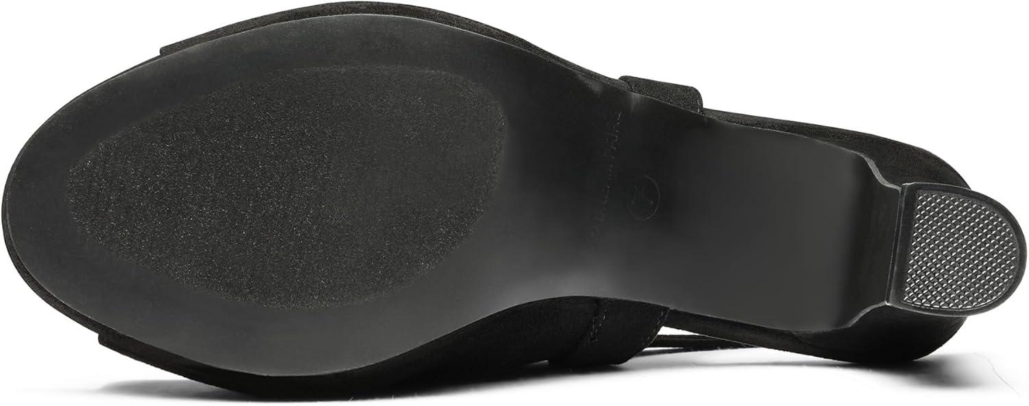 imageDREAM PAIRS Womens Sexy High Chunky Heels Peep Toe Platform Block Slingback Dress Pumps ShoesBlackSuede