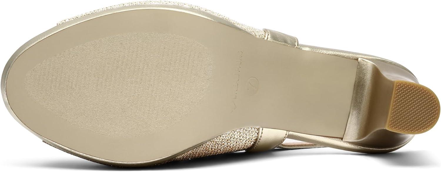 imageDREAM PAIRS Womens Sexy High Chunky Heels Peep Toe Platform Block Slingback Dress Pumps ShoesGold