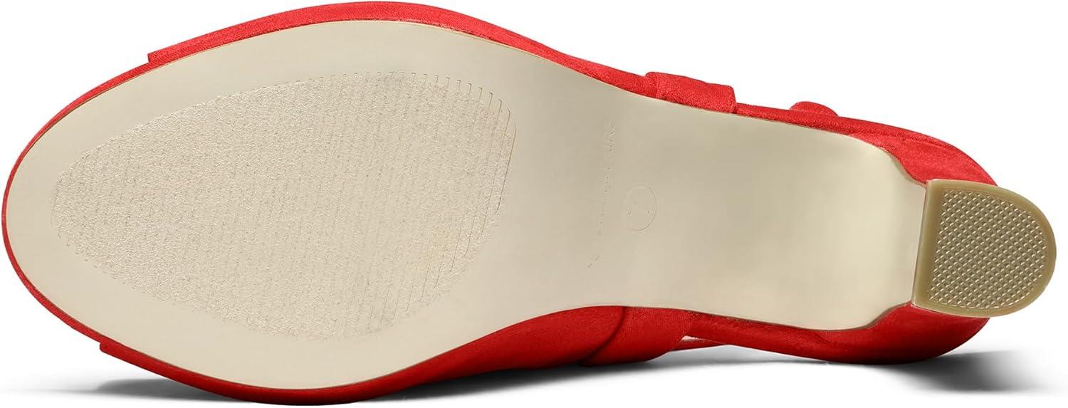 imageDREAM PAIRS Womens Sexy High Chunky Heels Peep Toe Platform Block Slingback Dress Pumps ShoesRedSuede