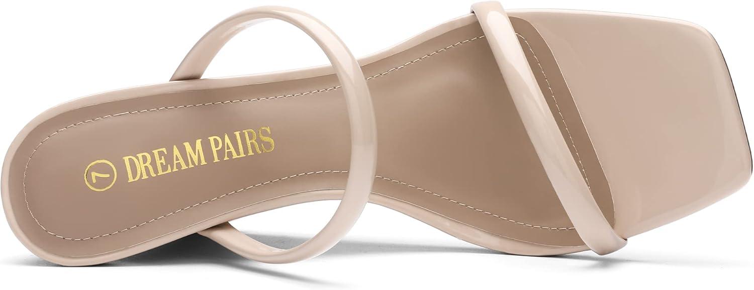 imageDREAM PAIRS Womens Slides Wedge Sandals Two Strap Square Open Toe Dress ShoesNude