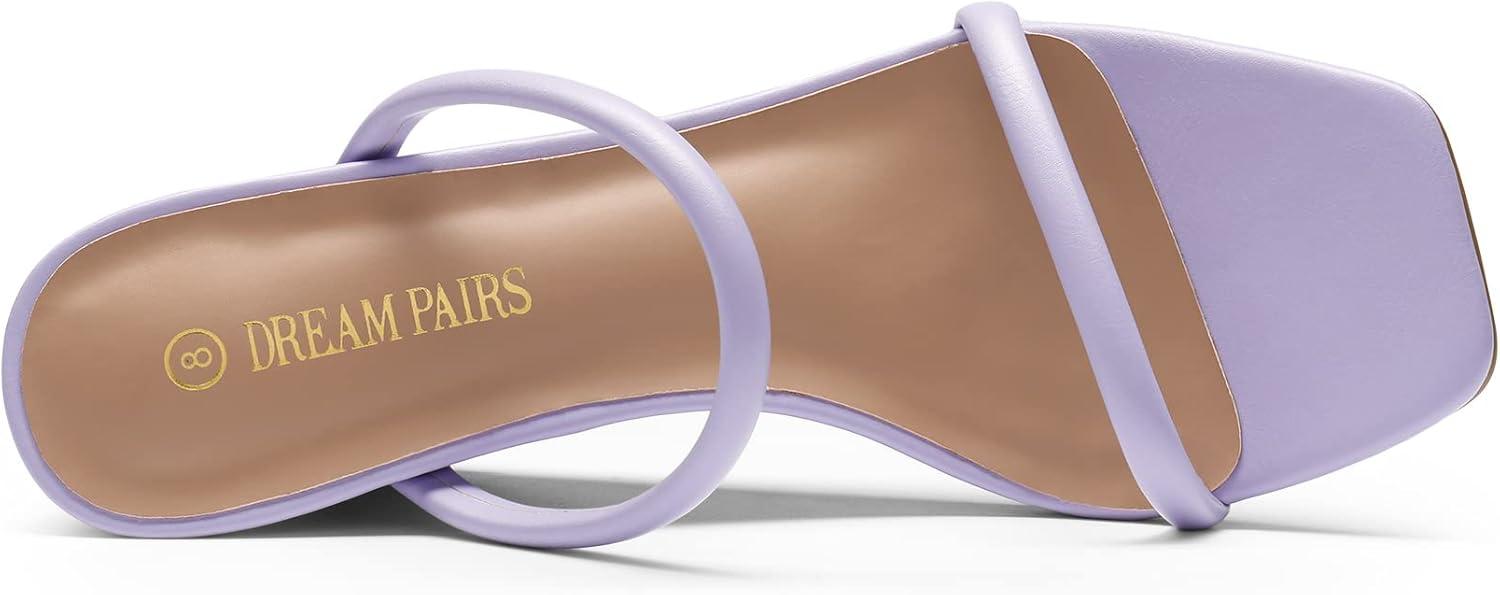imageDREAM PAIRS Womens Slides Wedge Sandals Two Strap Square Open Toe Dress ShoesPurple