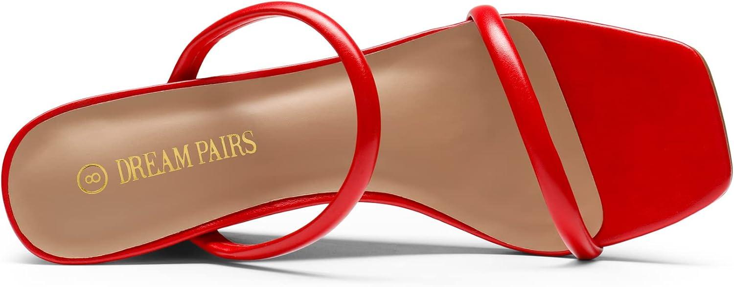 imageDREAM PAIRS Womens Slides Wedge Sandals Two Strap Square Open Toe Dress ShoesRed