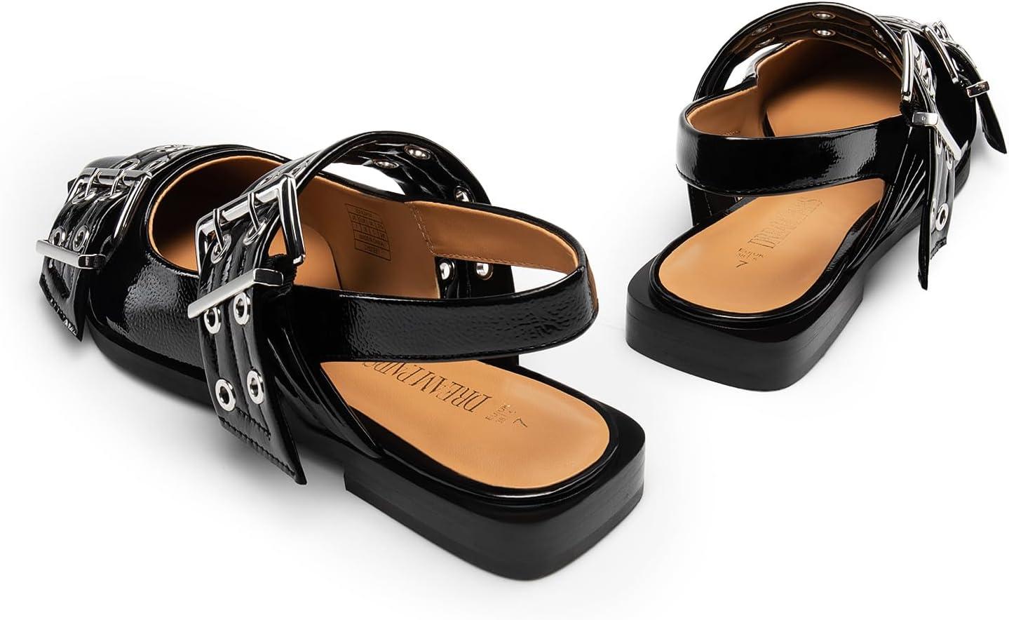 imageDREAM PAIRS Womens Slingback Ballet Flats Pointed Toe Buckle Comfortable Dress Slipon Flat ShoesBlack