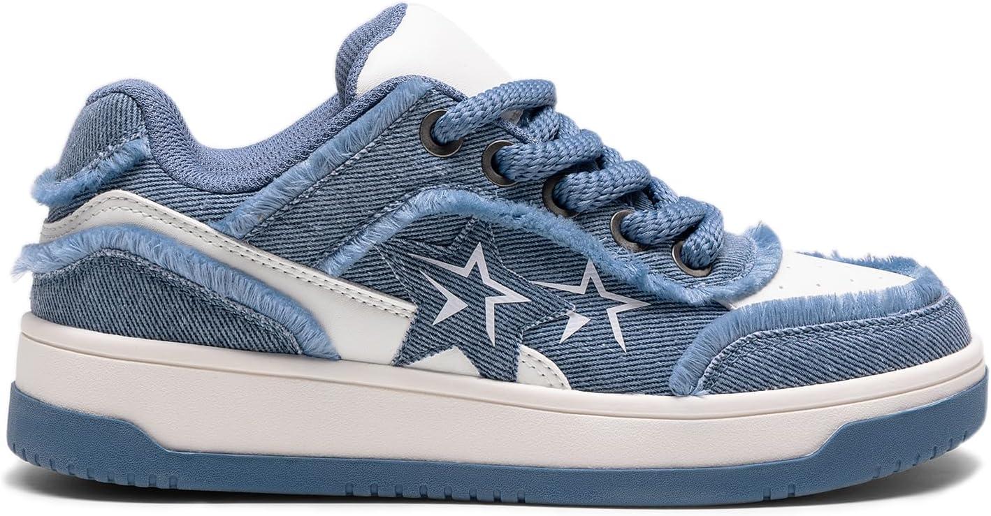 imageDREAM PAIRS Womens Sneakers Walking LaceUp Comfortable Casual Rube Flat LowTop Fashion Sneakers ShoesBlue