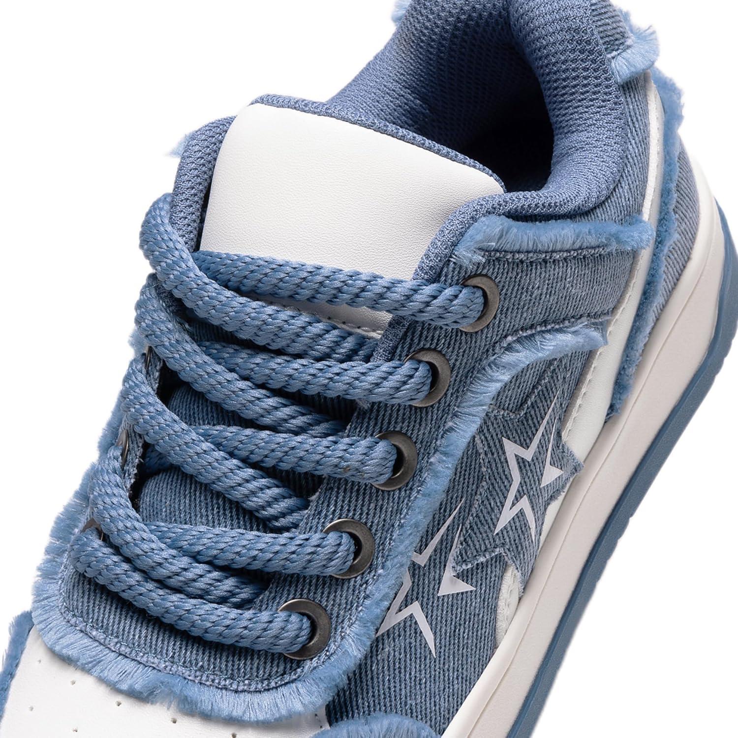 imageDREAM PAIRS Womens Sneakers Walking LaceUp Comfortable Casual Rube Flat LowTop Fashion Sneakers ShoesBlue