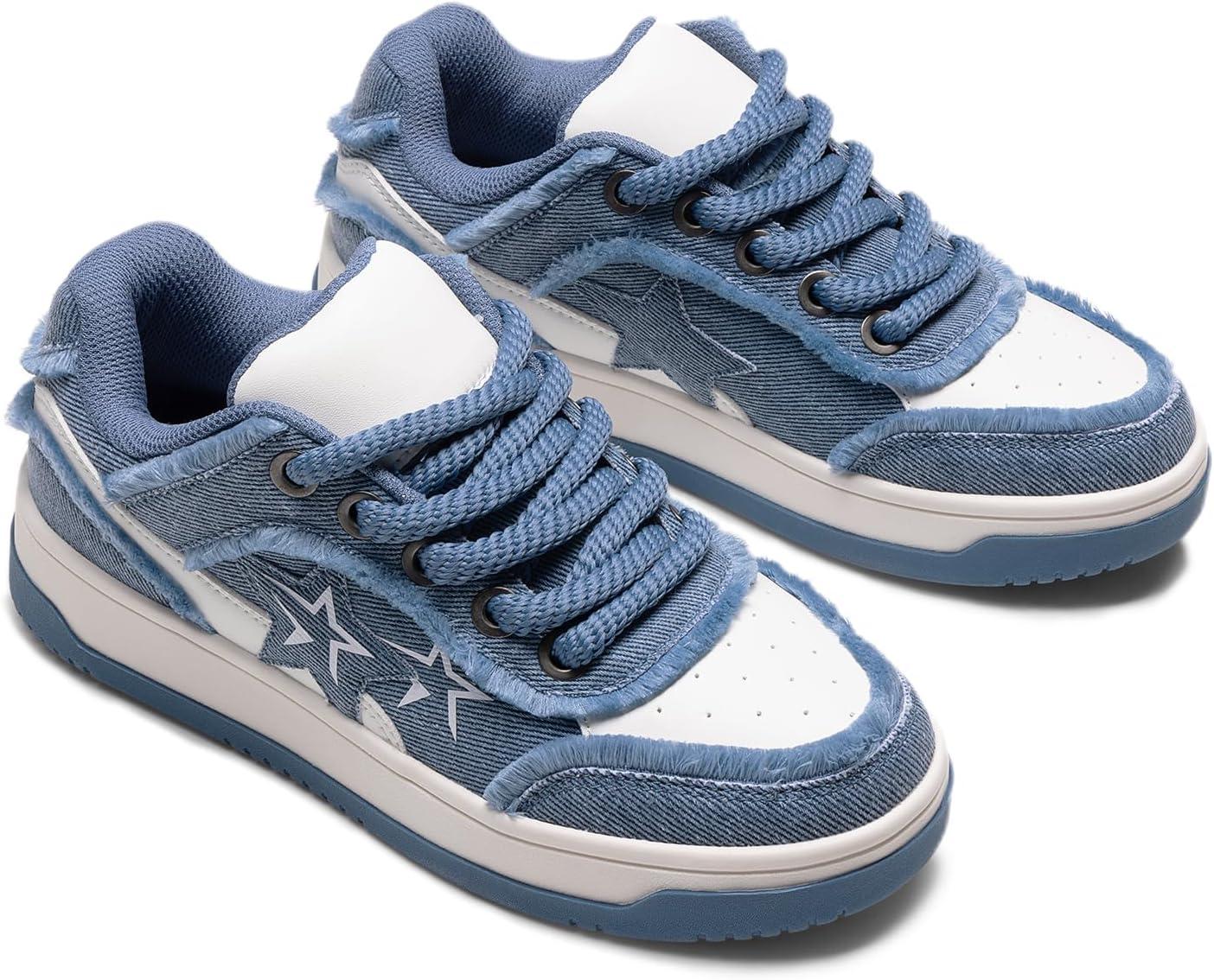 imageDREAM PAIRS Womens Sneakers Walking LaceUp Comfortable Casual Rube Flat LowTop Fashion Sneakers ShoesBlue