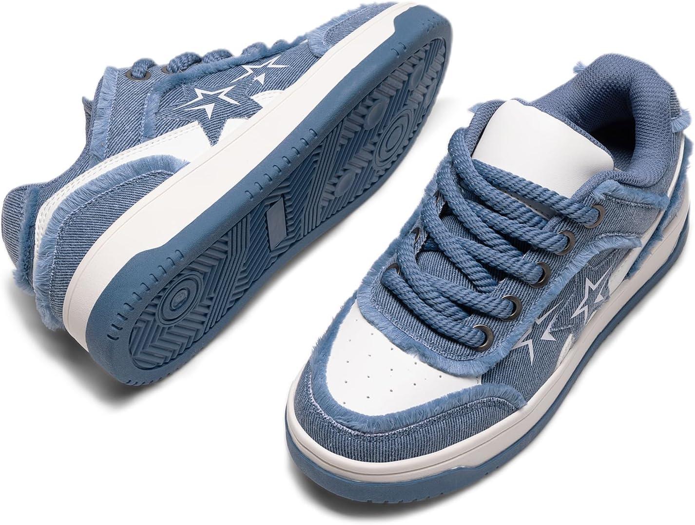 imageDREAM PAIRS Womens Sneakers Walking LaceUp Comfortable Casual Rube Flat LowTop Fashion Sneakers ShoesBlue