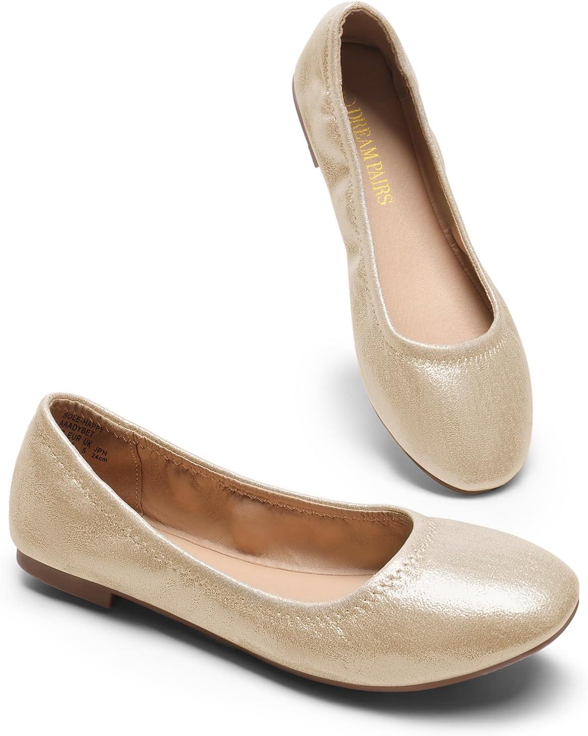 imageDREAM PAIRS Womens SoleHappy Ballerina Walking Flats ShoesGold