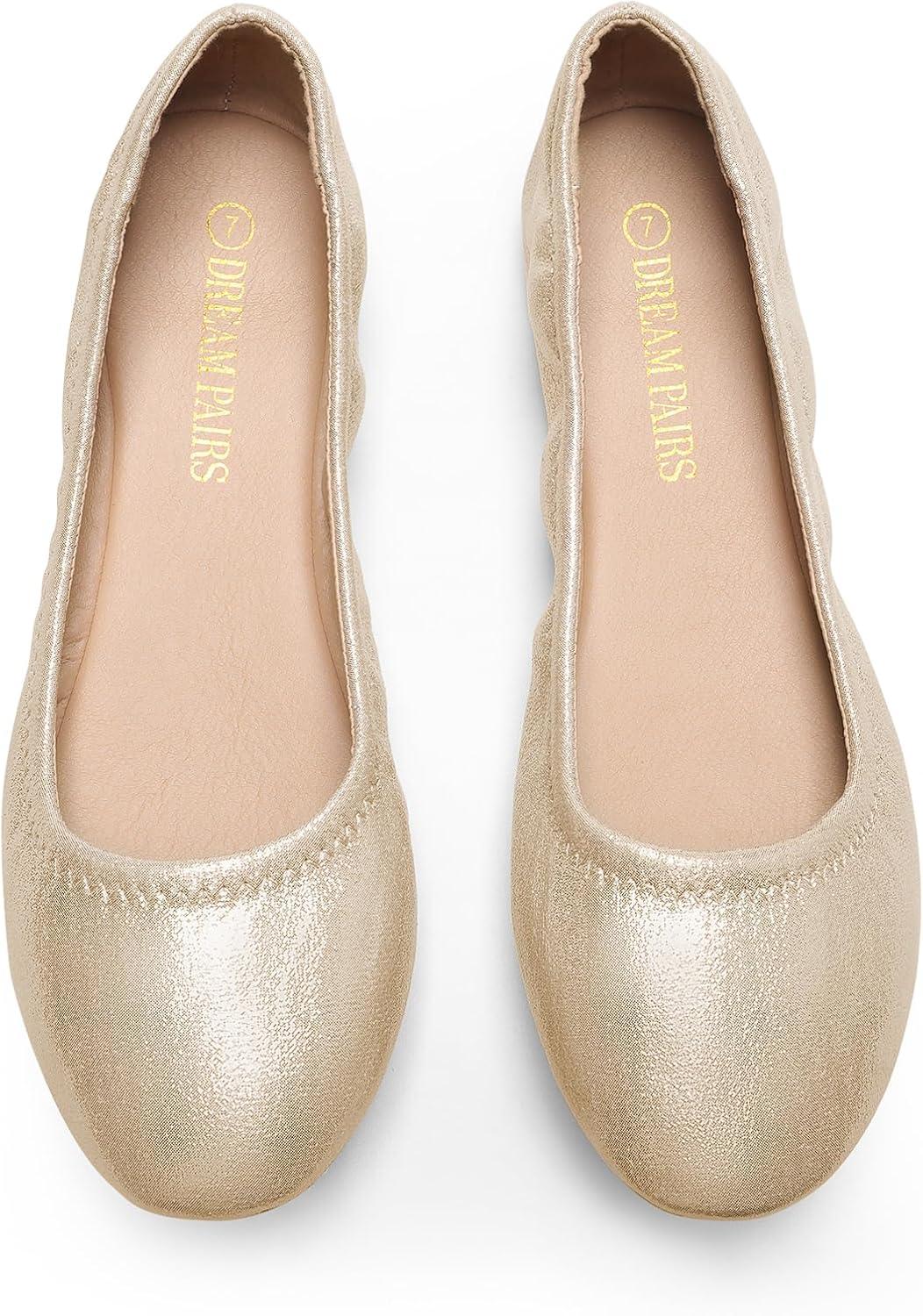 imageDREAM PAIRS Womens SoleHappy Ballerina Walking Flats ShoesGold