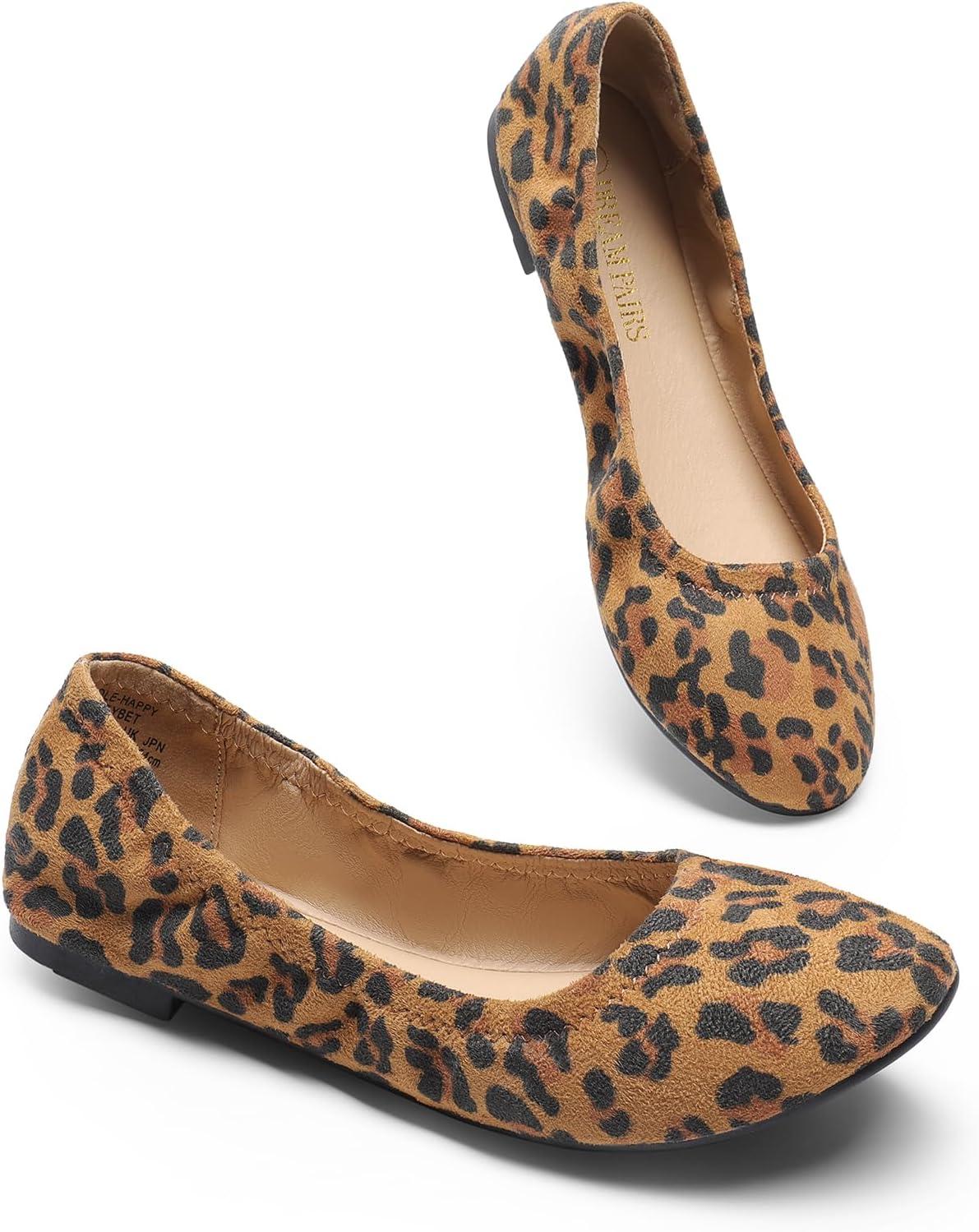 imageDREAM PAIRS Womens SoleHappy Ballerina Walking Flats ShoesLeopard