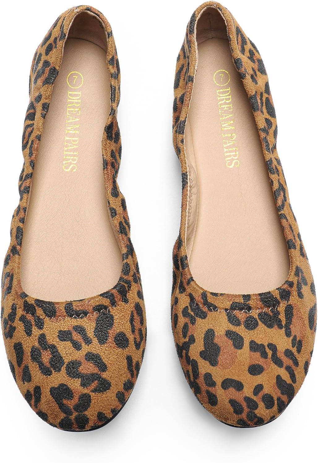 imageDREAM PAIRS Womens SoleHappy Ballerina Walking Flats ShoesLeopard