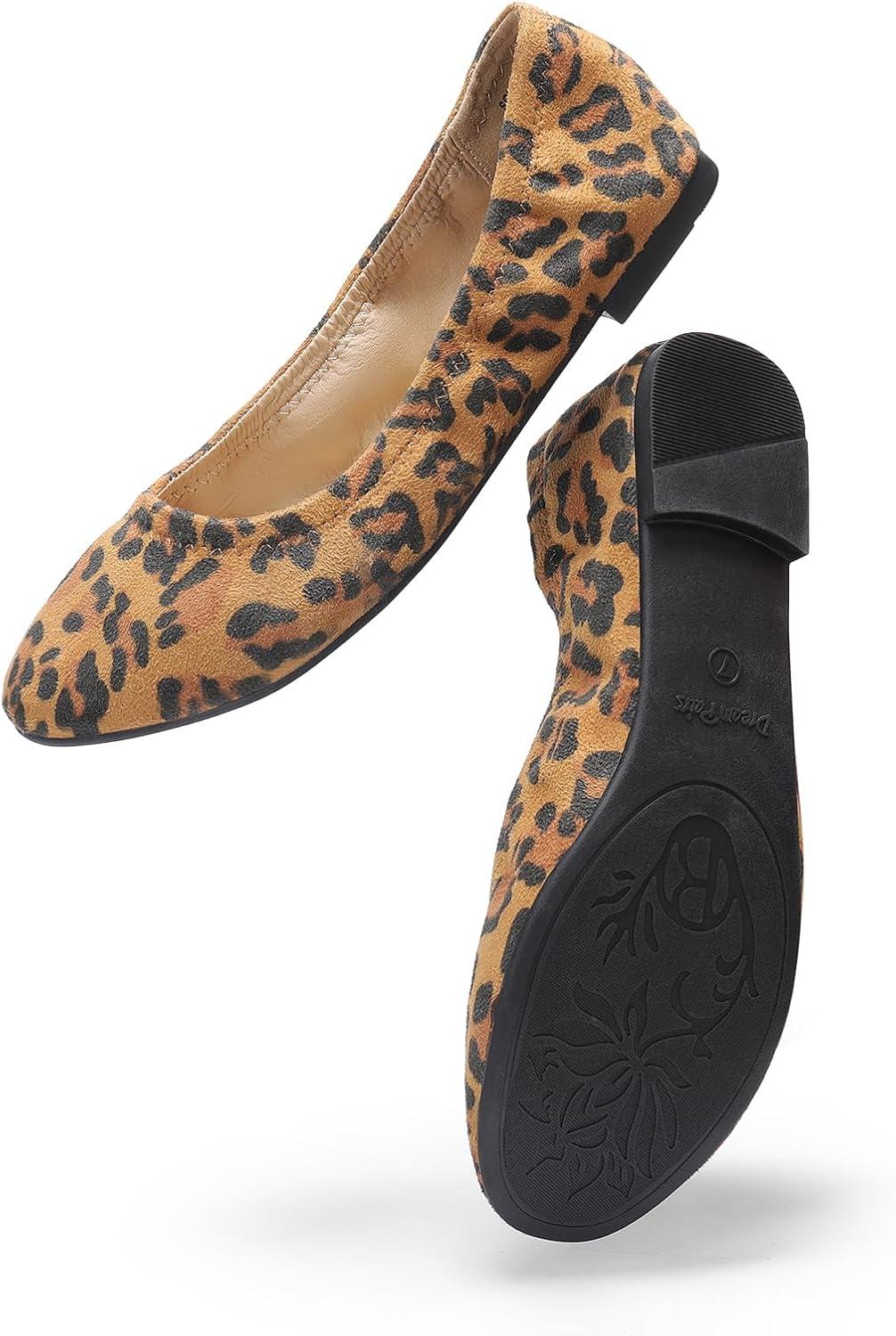 imageDREAM PAIRS Womens SoleHappy Ballerina Walking Flats ShoesLeopard