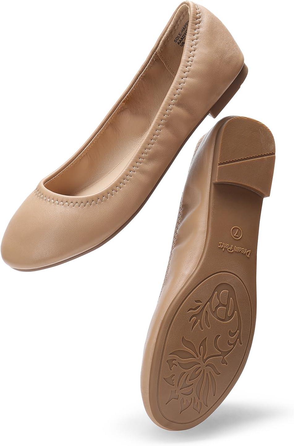 imageDREAM PAIRS Womens SoleHappy Ballerina Walking Flats ShoesNude