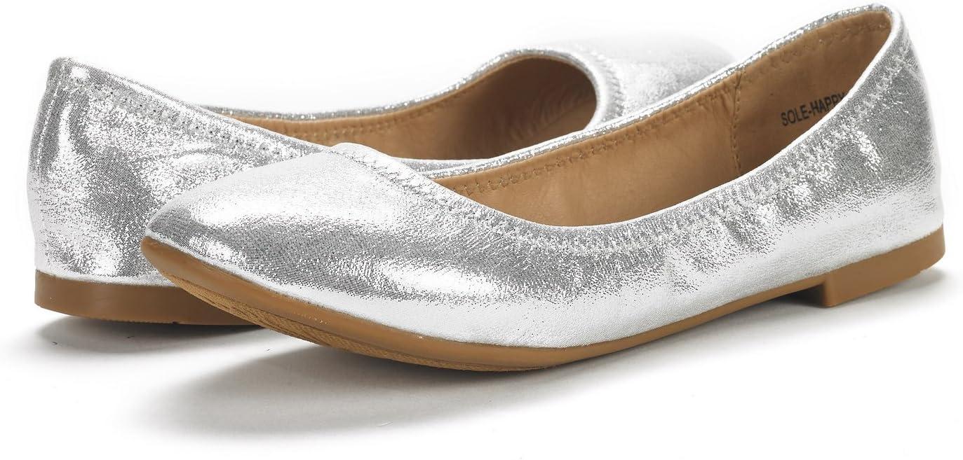 imageDREAM PAIRS Womens SoleHappy Ballerina Walking Flats ShoesSilver
