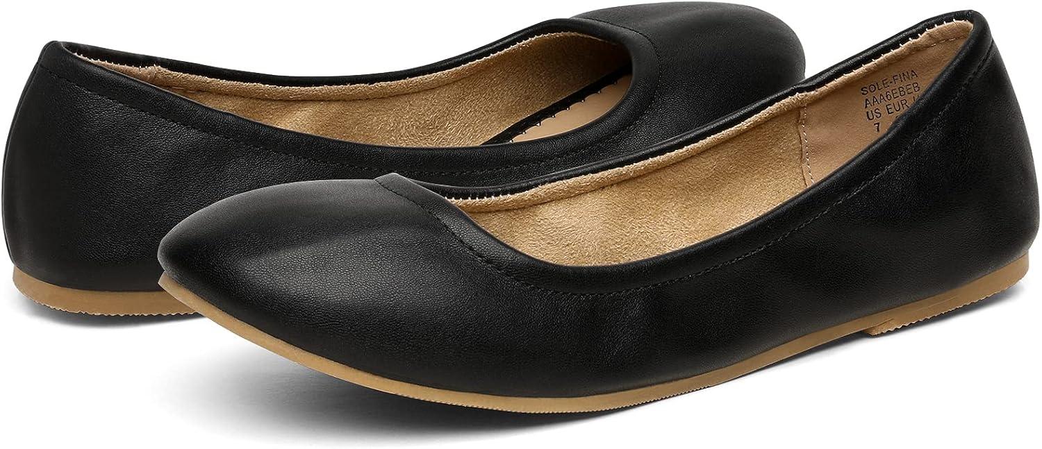 imageDREAM PAIRS Womens Solefina Solid Plain Walking Classic Ballet Flats ShoesBlack
