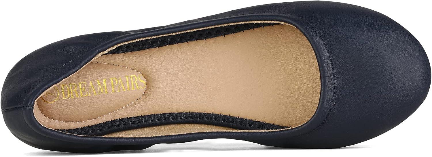 imageDREAM PAIRS Womens Solefina Solid Plain Walking Classic Ballet Flats ShoesNavy