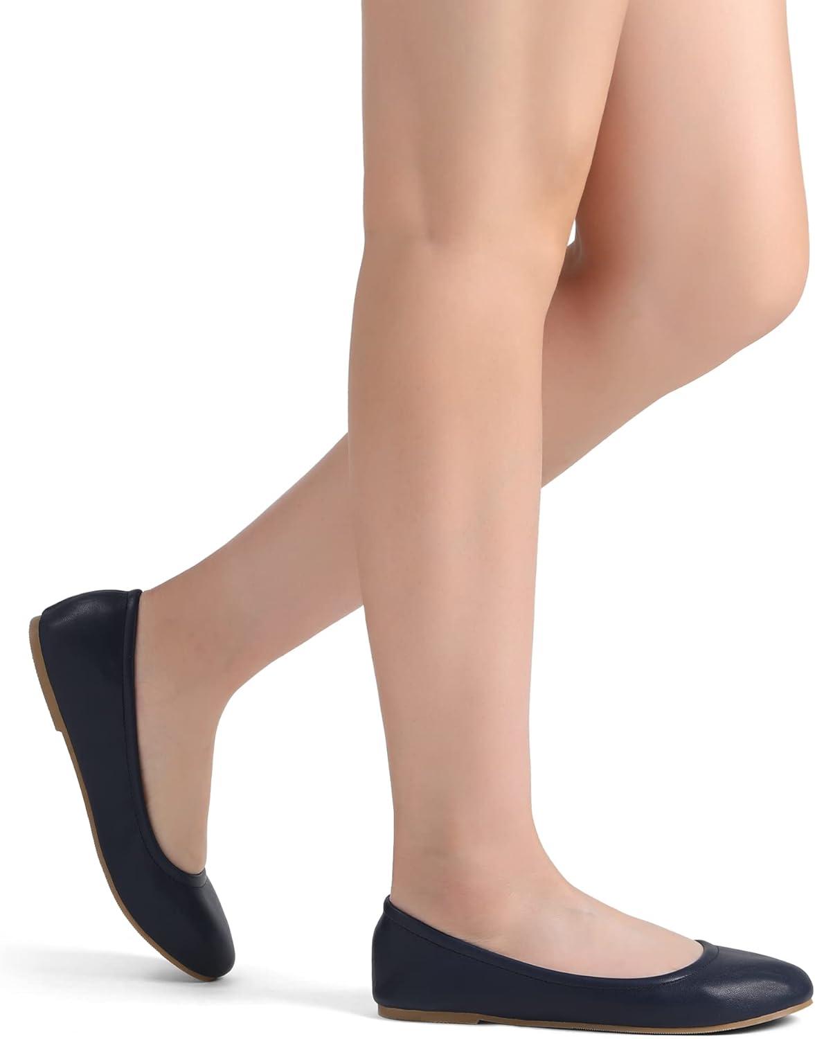 imageDREAM PAIRS Womens Solefina Solid Plain Walking Classic Ballet Flats ShoesNavy
