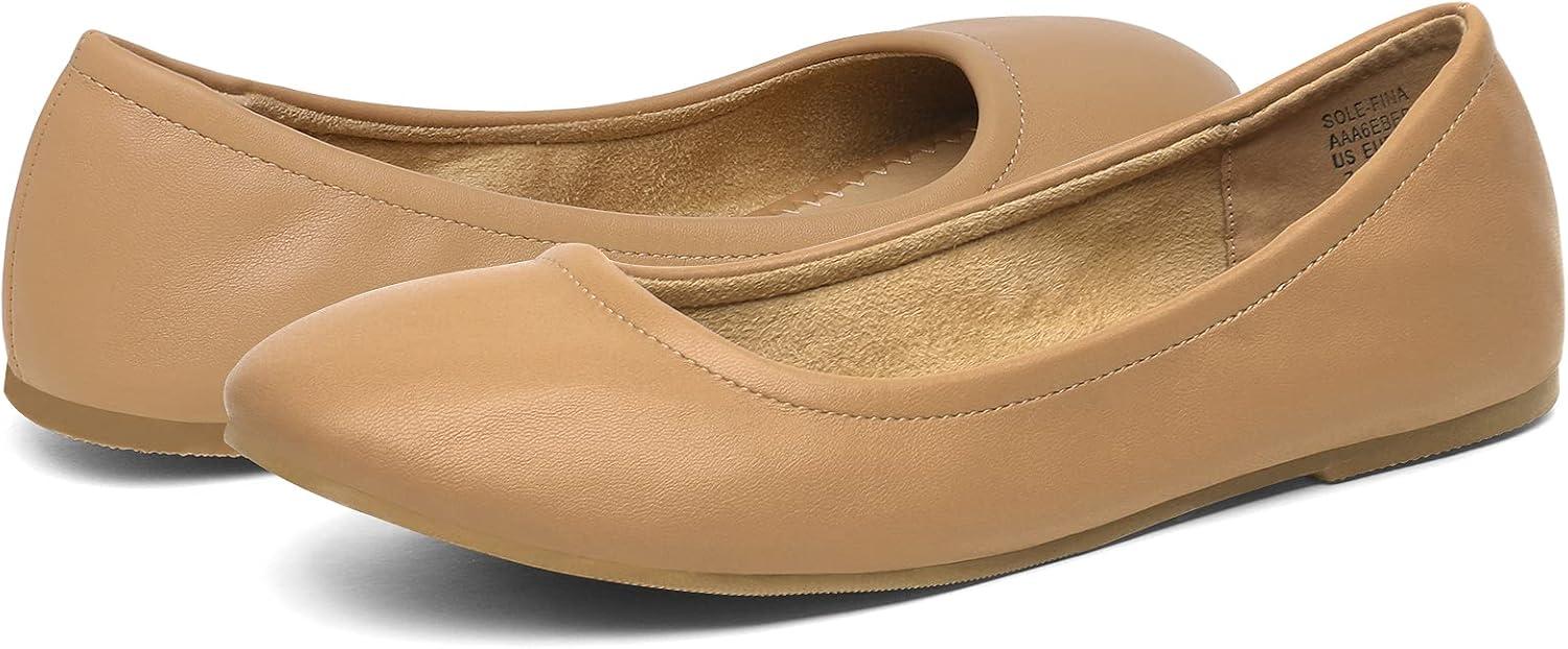 imageDREAM PAIRS Womens Solefina Solid Plain Walking Classic Ballet Flats ShoesNude