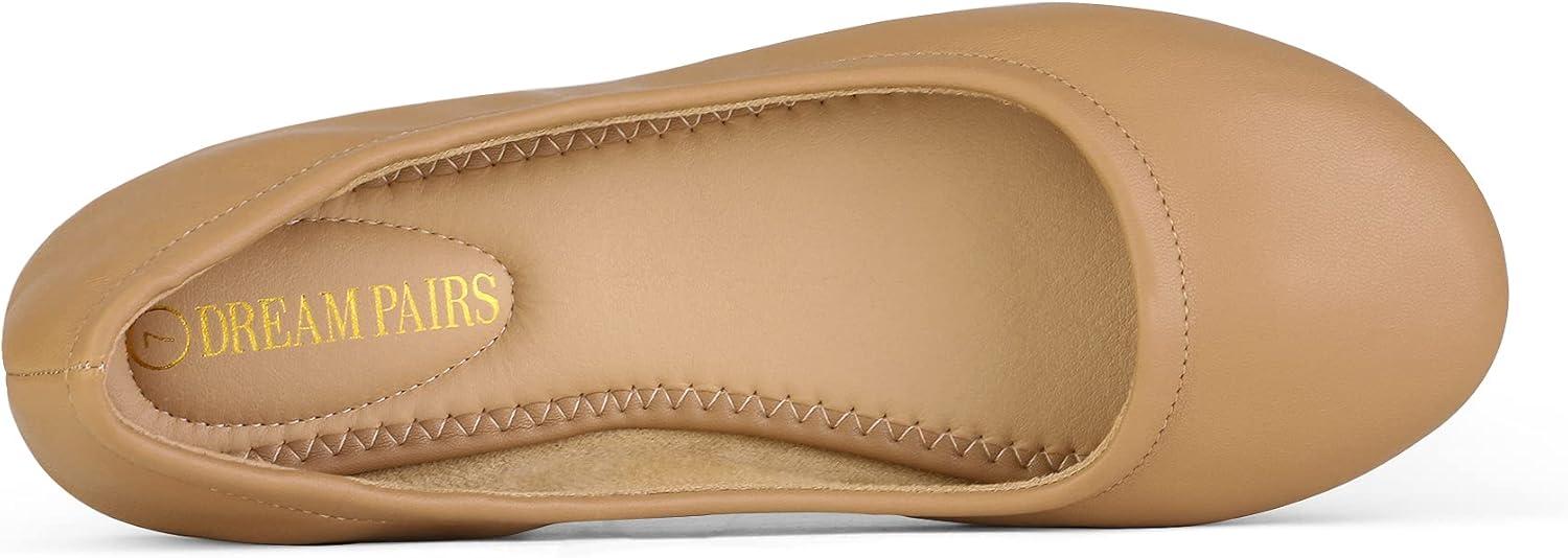 imageDREAM PAIRS Womens Solefina Solid Plain Walking Classic Ballet Flats ShoesNude