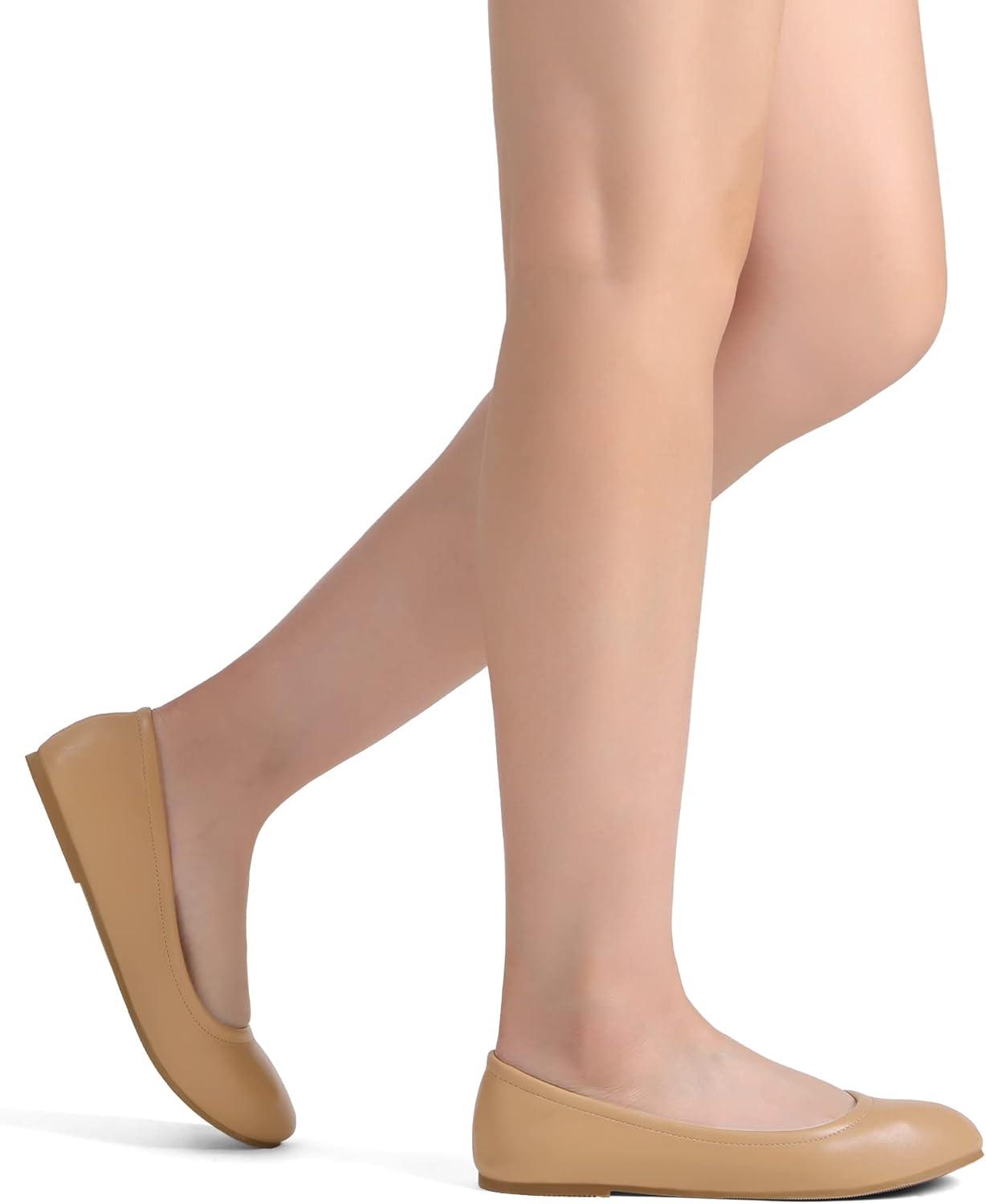 imageDREAM PAIRS Womens Solefina Solid Plain Walking Classic Ballet Flats ShoesNude