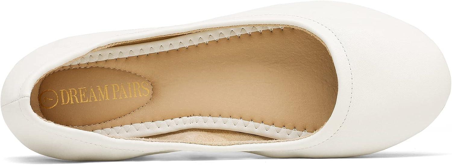 imageDREAM PAIRS Womens Solefina Solid Plain Walking Classic Ballet Flats ShoesWhite