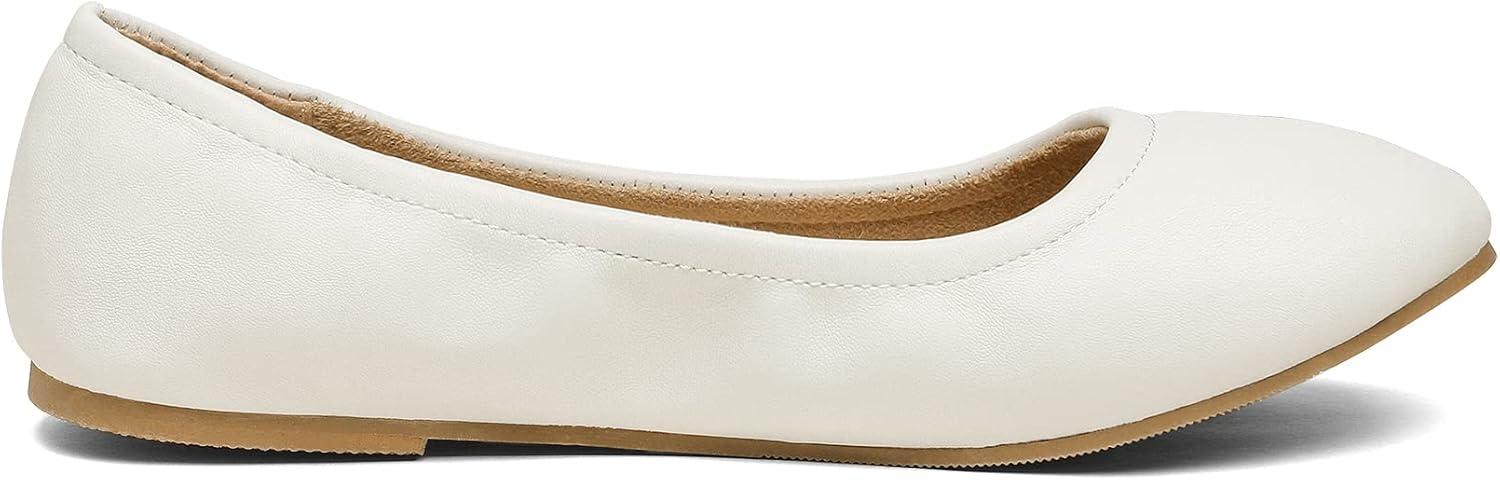 imageDREAM PAIRS Womens Solefina Solid Plain Walking Classic Ballet Flats ShoesWhite