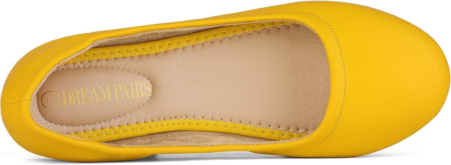 imageDREAM PAIRS Womens Solefina Solid Plain Walking Classic Ballet Flats ShoesYellow