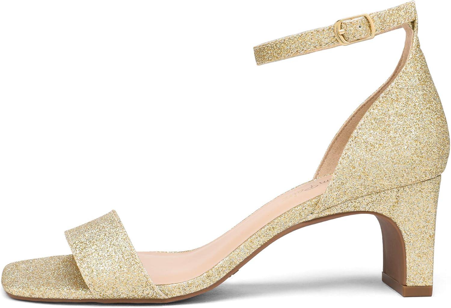 imageDREAM PAIRS Womens Square Toe Low Block Chunky Heels Open Toe Ankle Strap Dress Pump Shoes