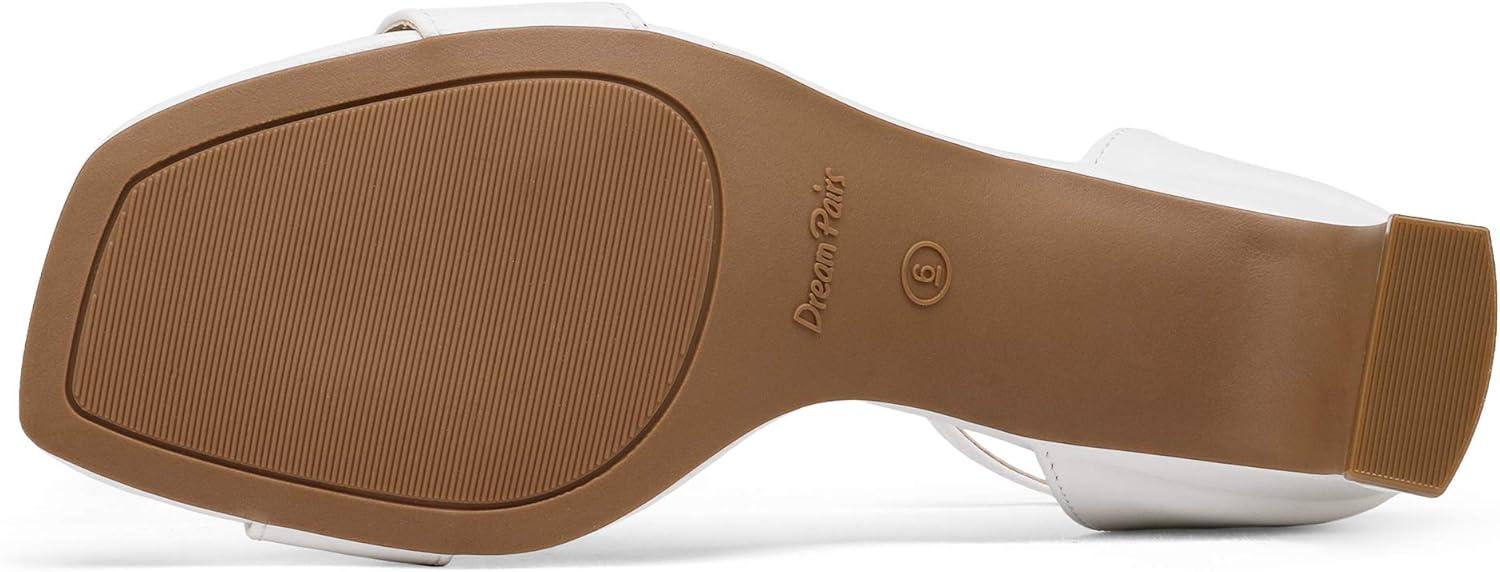 imageDREAM PAIRS Womens Square Toe Low Block Chunky Heels Open Toe Ankle Strap Dress Pump ShoesSize 85WhiteDHS214