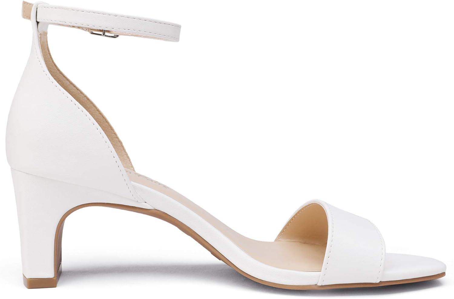 imageDREAM PAIRS Womens Square Toe Low Block Chunky Heels Open Toe Ankle Strap Dress Pump ShoesSize 85WhiteDHS214
