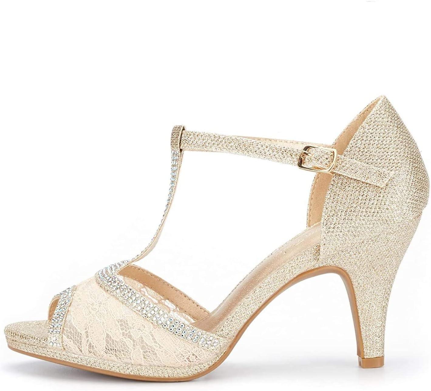 imageDREAM PAIRS Womens Stilettos Open Toe Pump Fashion Kitten Heel SandalsGold