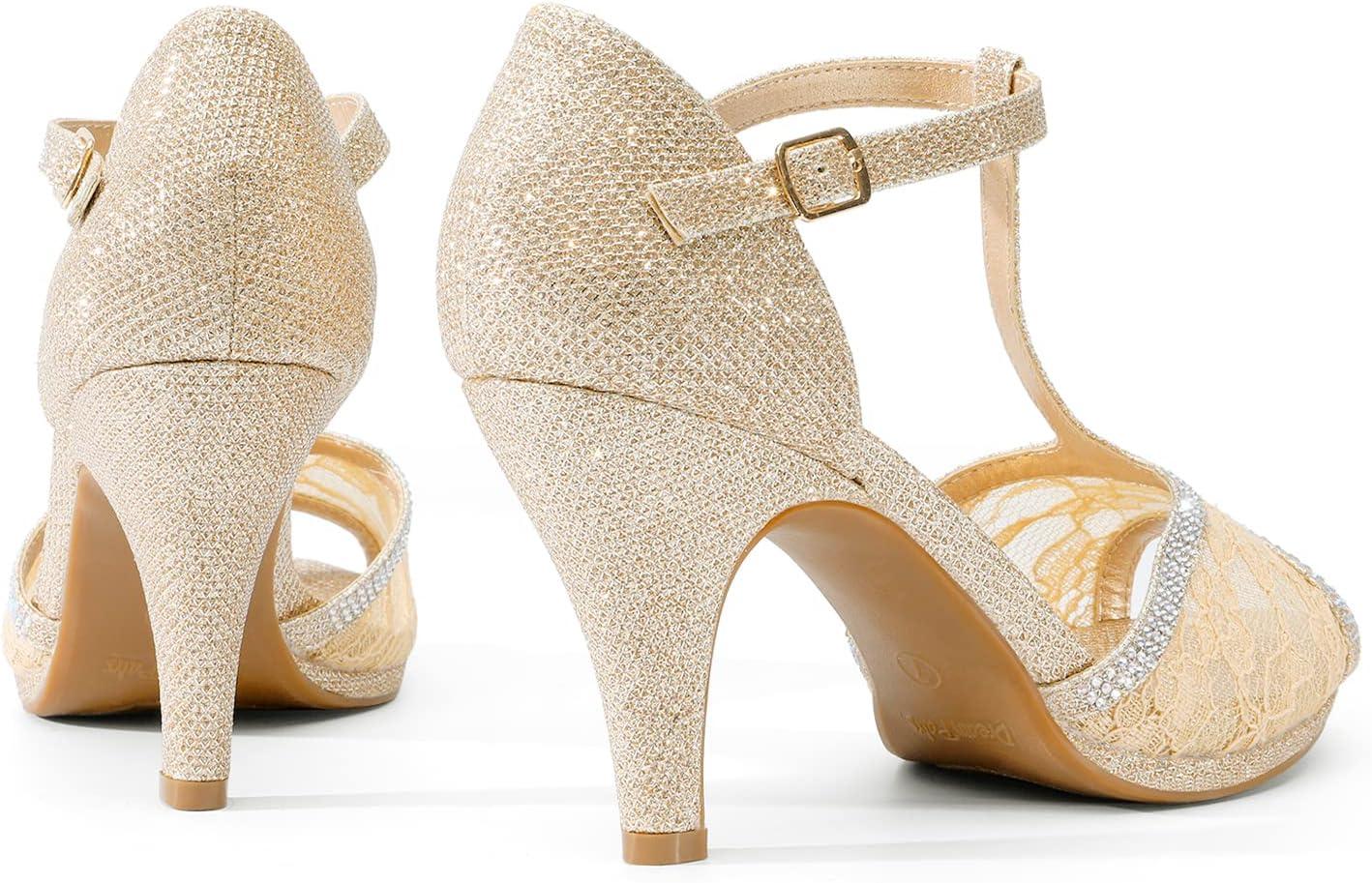 imageDREAM PAIRS Womens Stilettos Open Toe Pump Fashion Kitten Heel SandalsGold