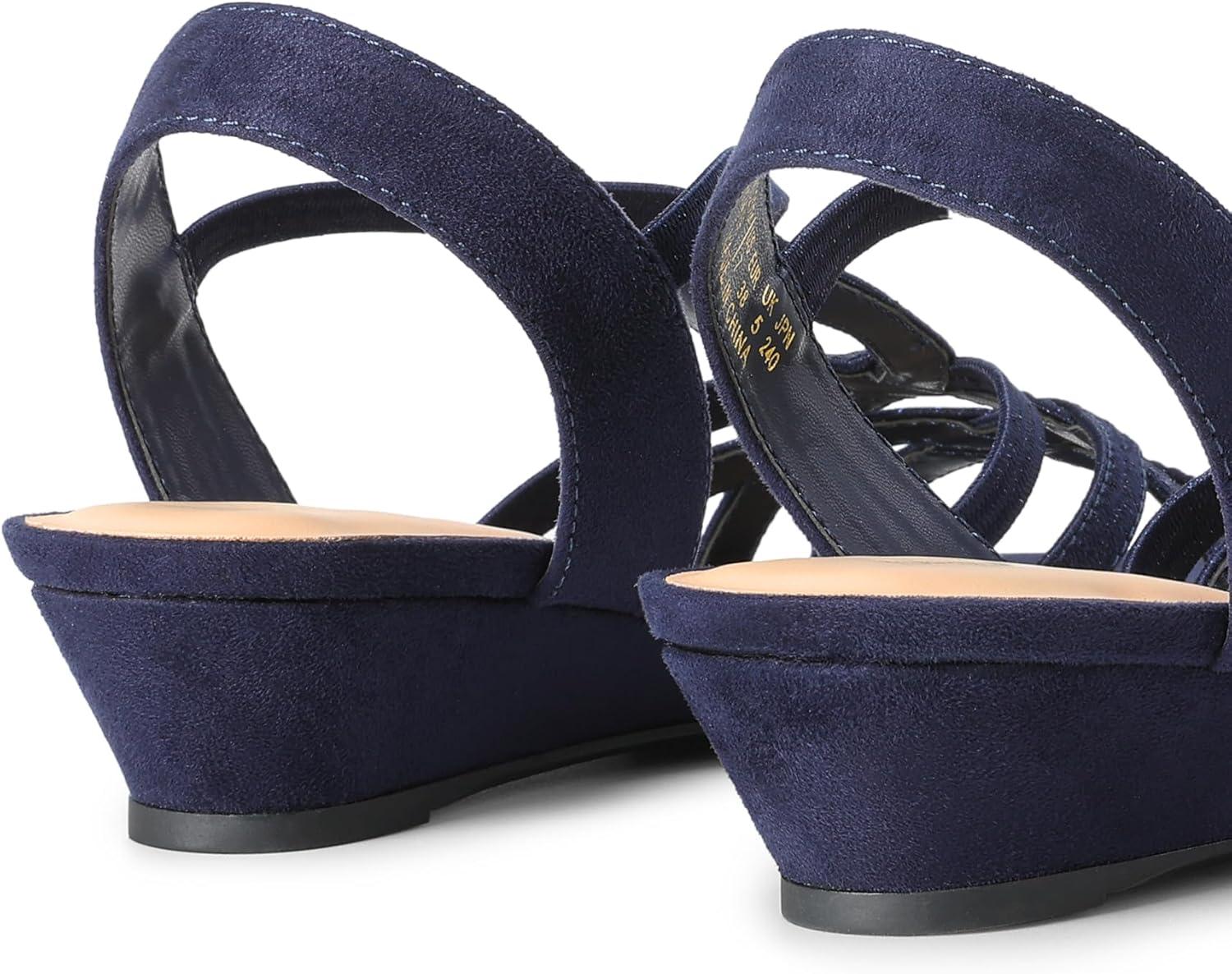 imageDREAM PAIRS Womens Strappy Wrapped Dressy Wedge Sandals Comfortable Low Heel Casual Summer ShoesNavy