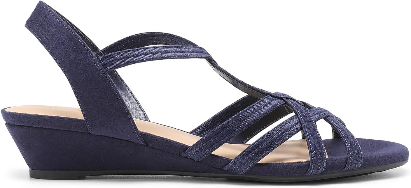imageDREAM PAIRS Womens Strappy Wrapped Dressy Wedge Sandals Comfortable Low Heel Casual Summer ShoesNavy
