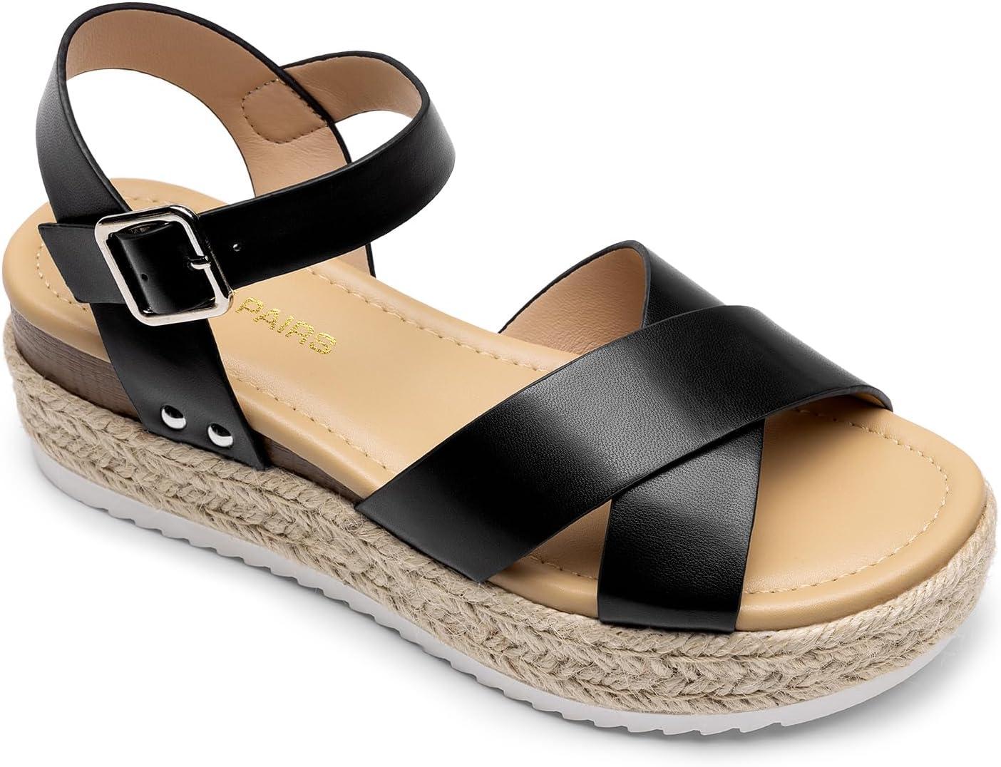 imageDREAM PAIRS Womens Stylish Platform Espadrille Wedge Sandals Round Toe Summer Causal Shoes Crisscross Band Adjustable Ankle Strap BuckleBlack