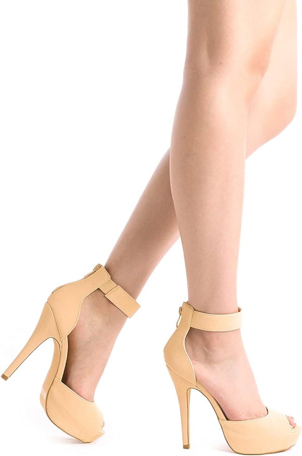 imageDREAM PAIRS Womens Swan05 High Heel Platform Dress Pump ShoesNudeNubuck