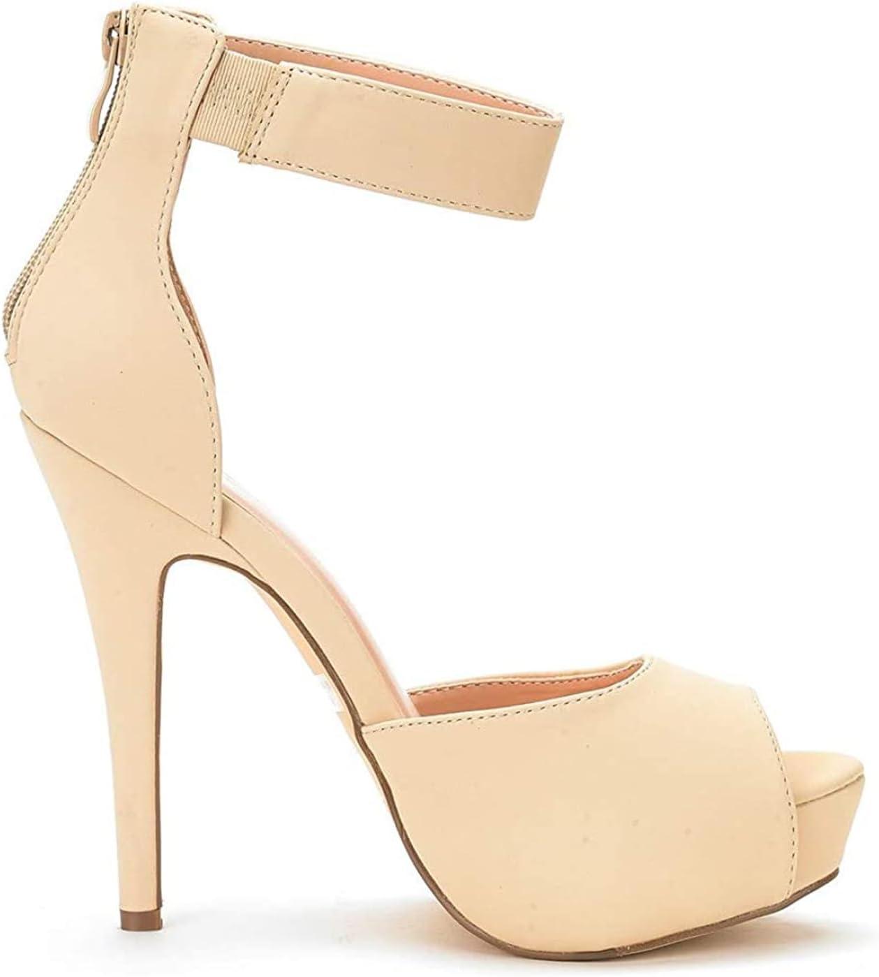 imageDREAM PAIRS Womens Swan05 High Heel Platform Dress Pump ShoesNudeNubuck