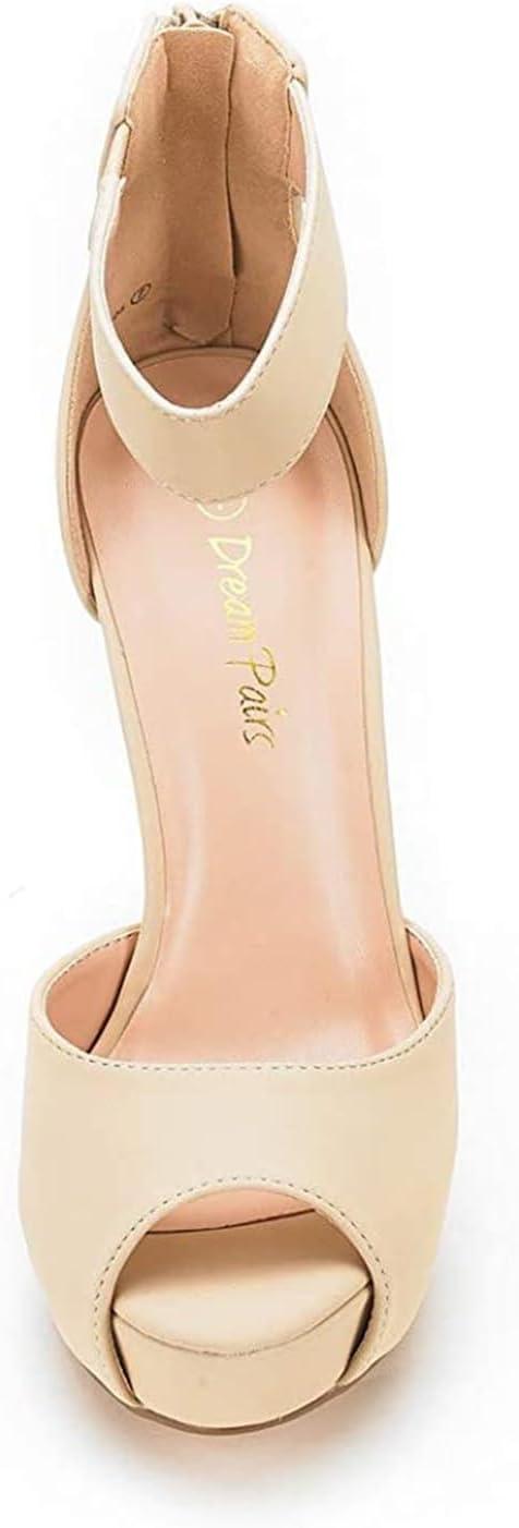 imageDREAM PAIRS Womens Swan05 High Heel Platform Dress Pump ShoesNudeNubuck