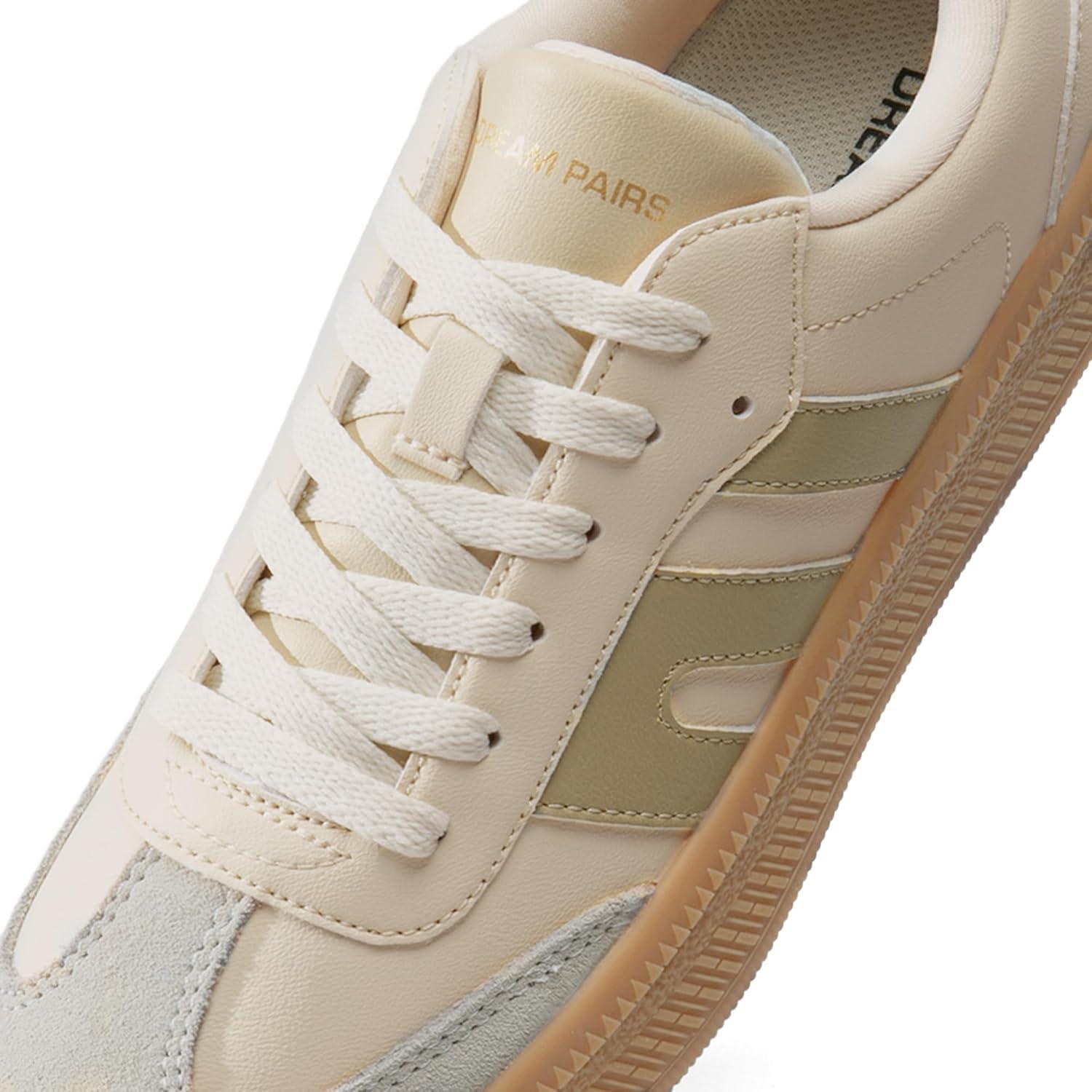 imageDREAM PAIRS Womens Tennis Sneakers Walking Casual LaceUp Footwear Comfortable Fashion Sneakers ShoesBeige