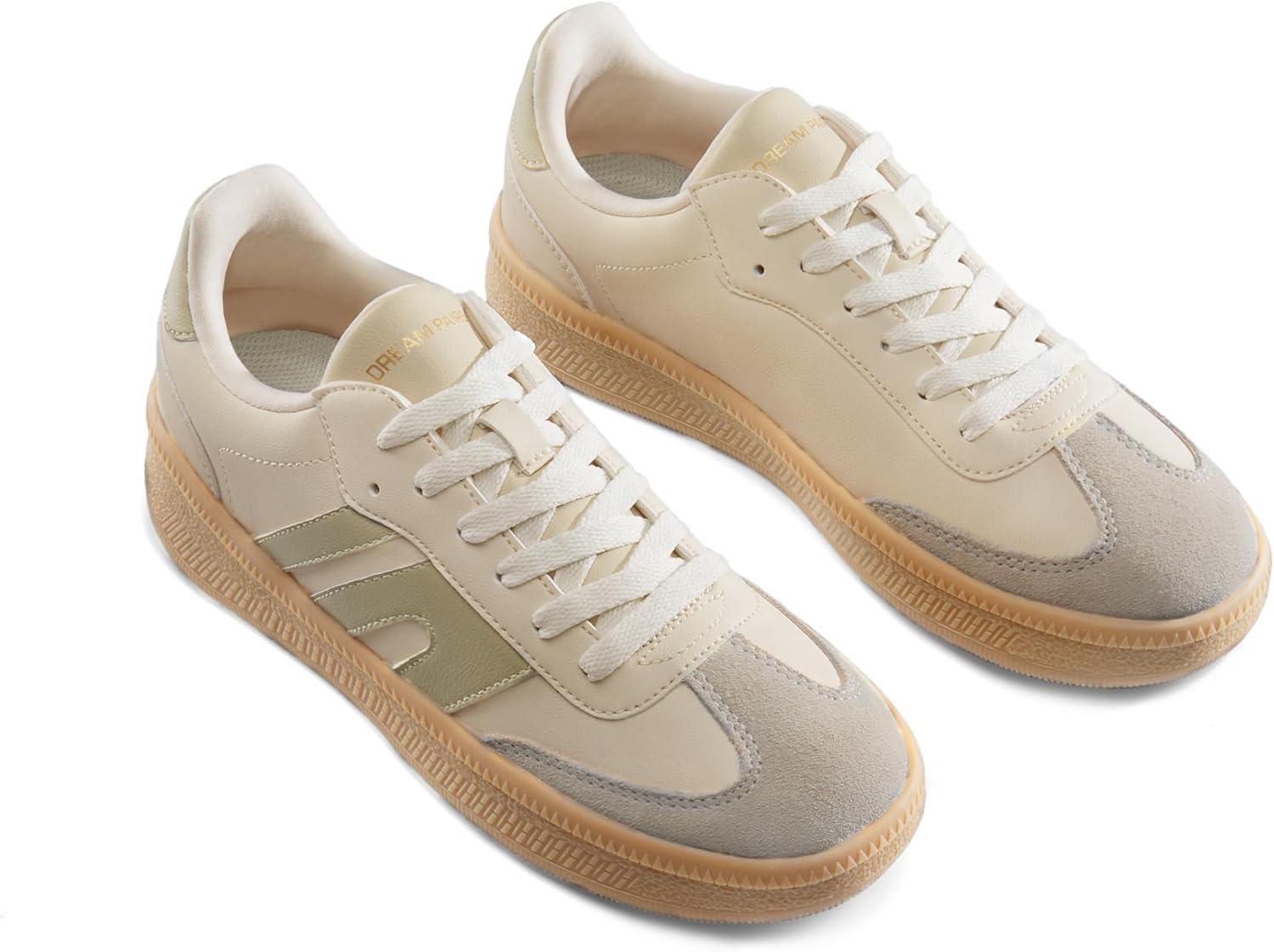 imageDREAM PAIRS Womens Tennis Sneakers Walking Casual LaceUp Footwear Comfortable Fashion Sneakers ShoesBeige